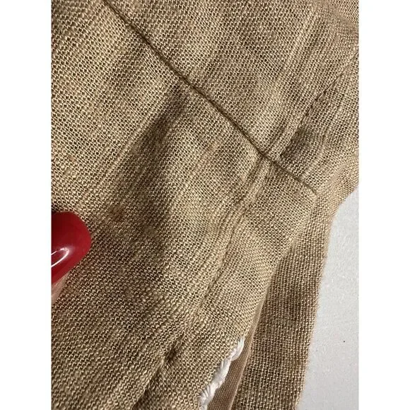 Ann Taylor Palm Embroidered Button Back Halter Tan Top, Size Large - Picture 14 of 16